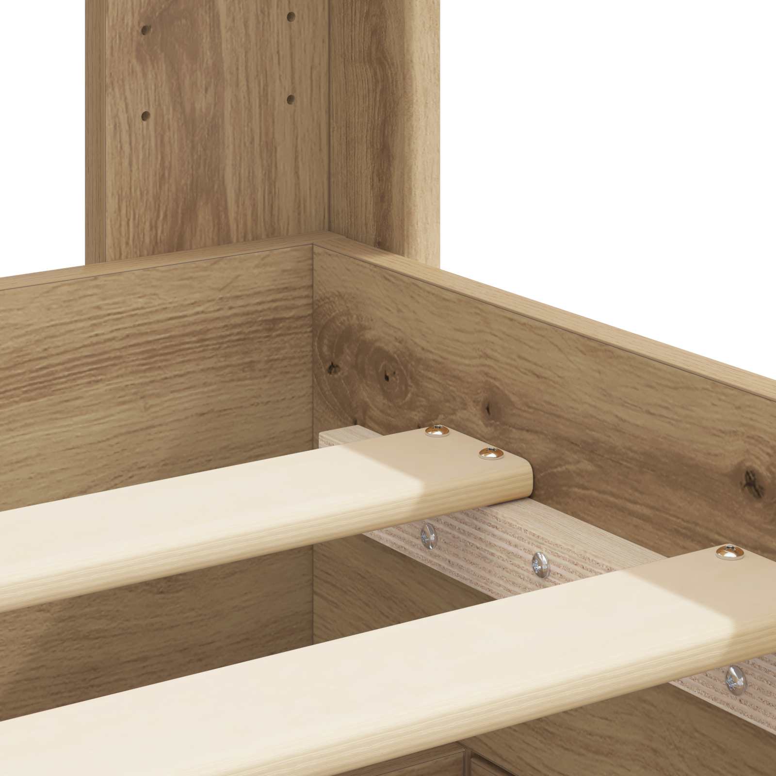 Bedframe met opbergruimte en hoofdbord Artisanaal eiken