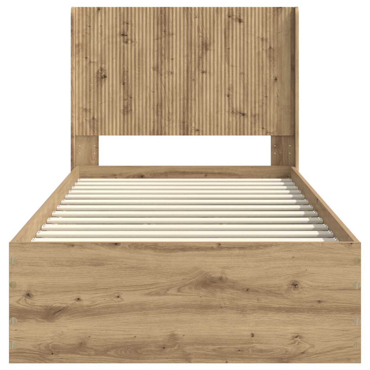 Bedframe met opbergruimte en hoofdbord Artisanaal eiken