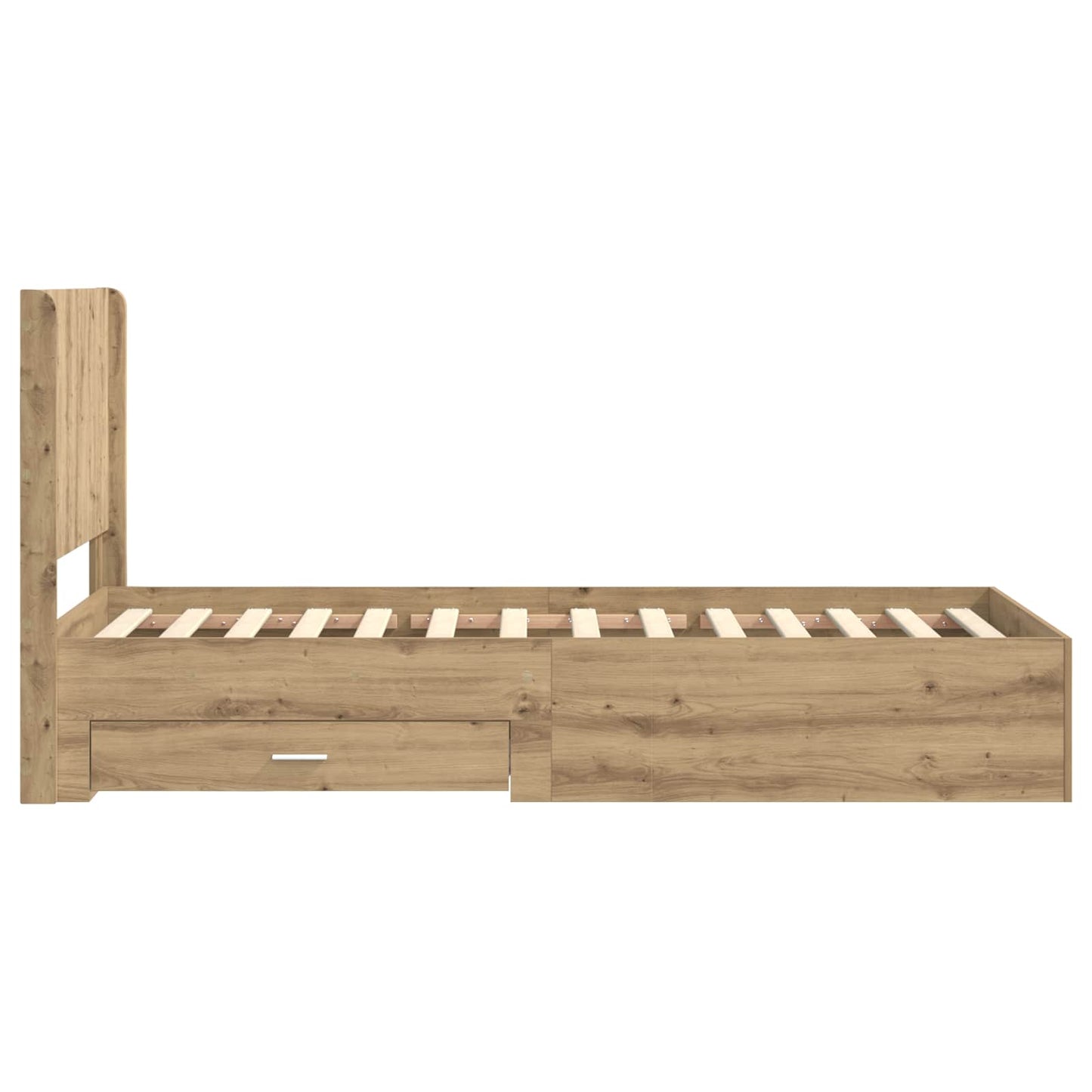 Bedframe met opbergruimte en hoofdbord Artisanaal eiken