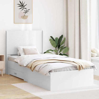Bedframe met opbergruimte en hoofdbord Wit 90 x 190 cm