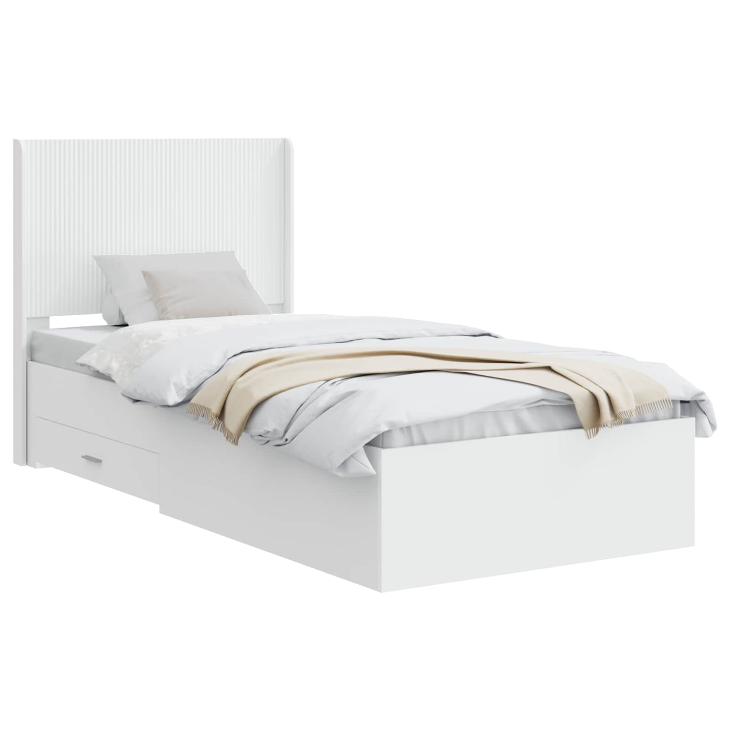 Bedframe met opbergruimte en hoofdbord Wit 90 x 190 cm