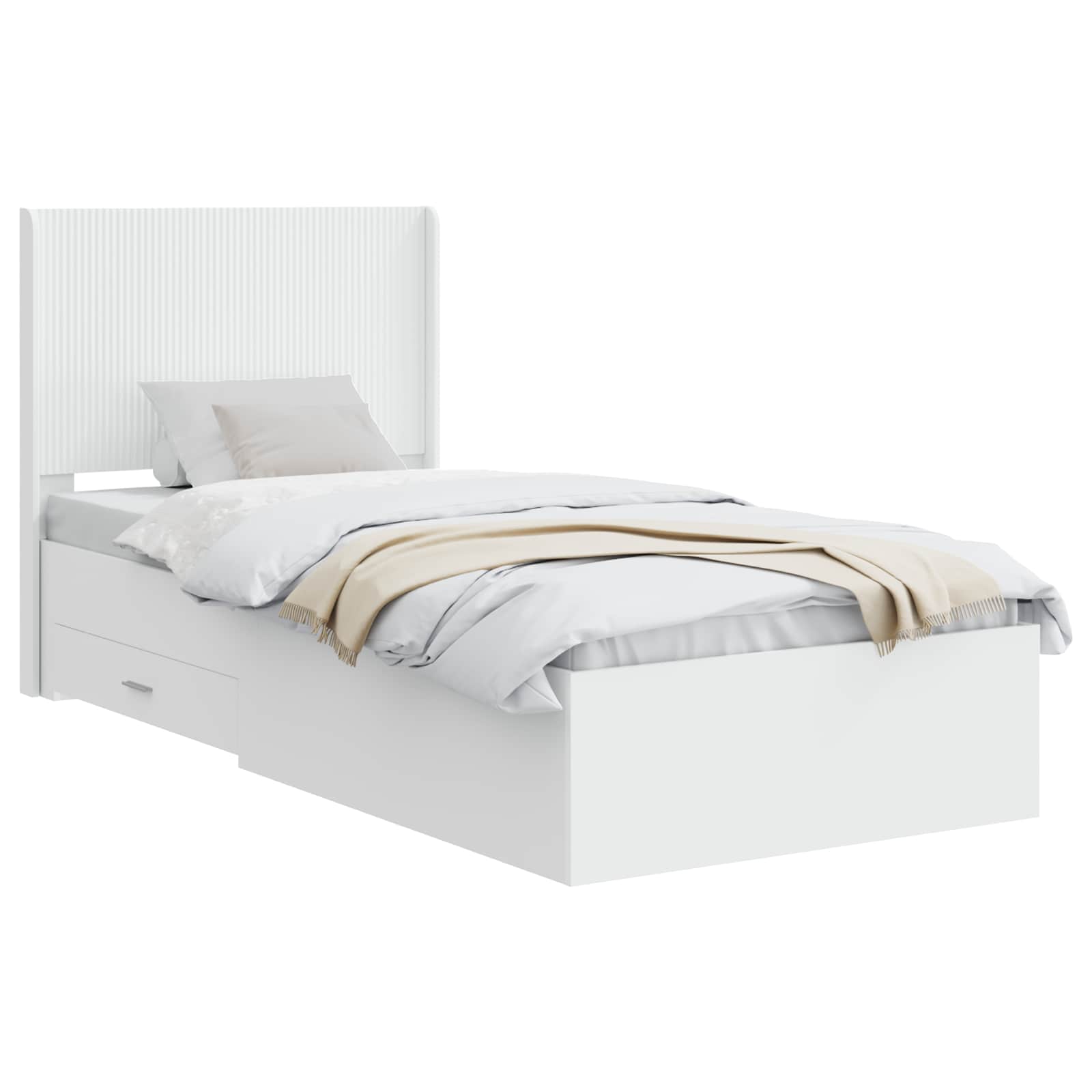 Bedframe met opbergruimte en hoofdbord Wit 90 x 190 cm