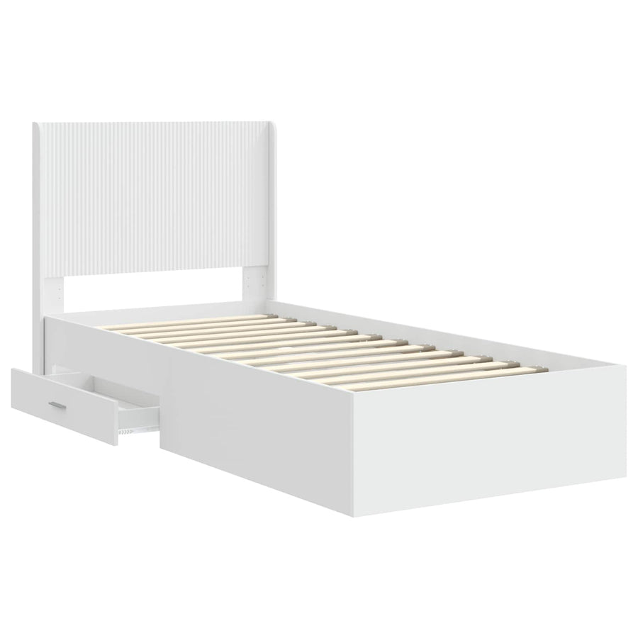 Bedframe met opbergruimte en hoofdbord Wit 90 x 190 cm