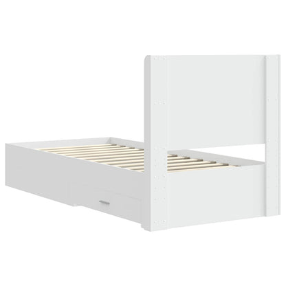 Bedframe met opbergruimte en hoofdbord Wit 90 x 190 cm