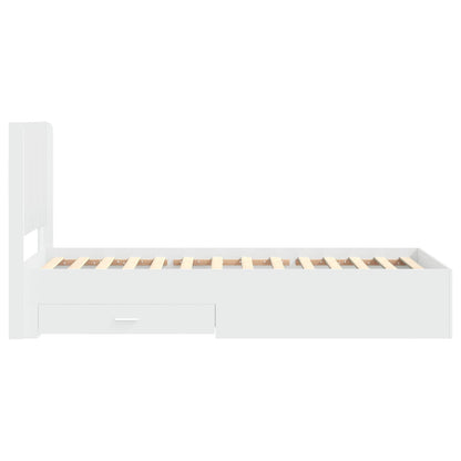 Bedframe met opbergruimte en hoofdbord Wit 90 x 190 cm