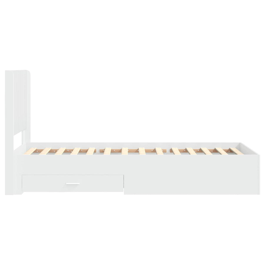 Bedframe met opbergruimte en hoofdbord Wit 90 x 190 cm