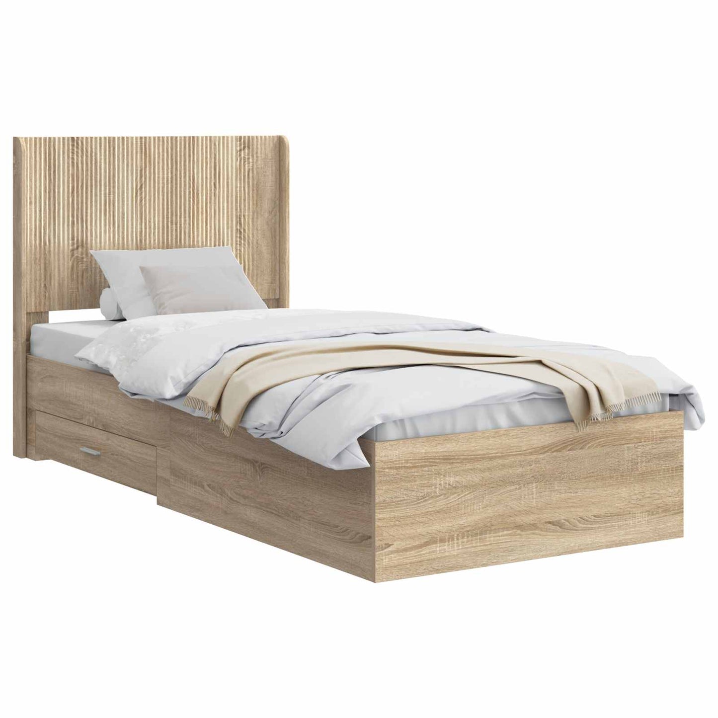 Bedframe met opbergruimte en hoofdbord Sonoma Eiken