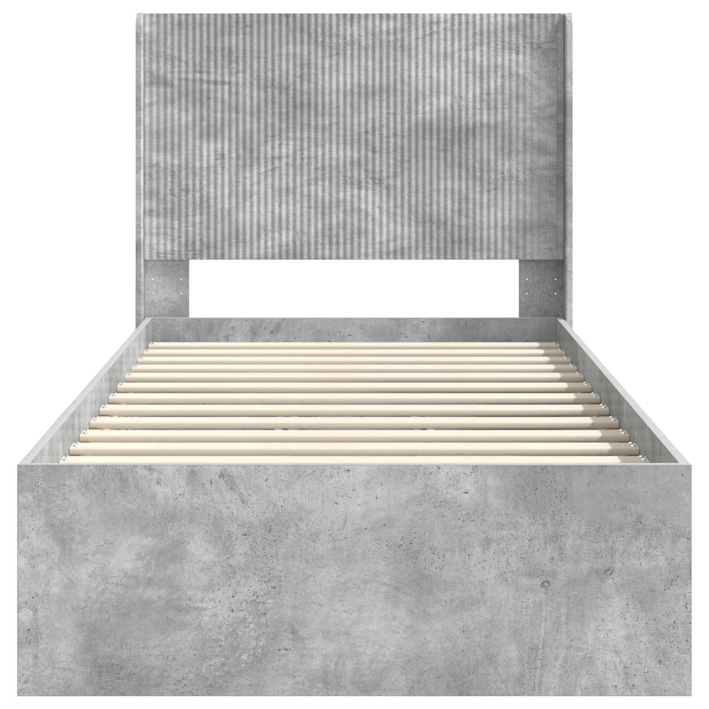 Bedframe met opbergruimte en hoofdbord Betongrijs 90 x 190 cm