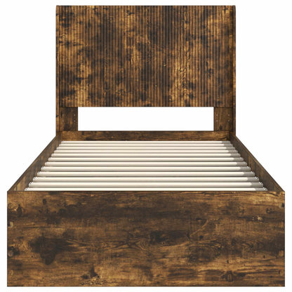 Bedframe met opbergruimte en hoofdbord Gerookt eiken
