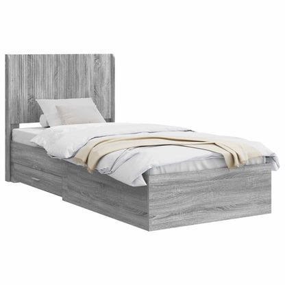 Bedframe met opbergruimte en hoofdbord Grijs Sonoma