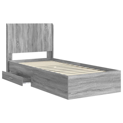 Bedframe met opbergruimte en hoofdbord Grijs Sonoma