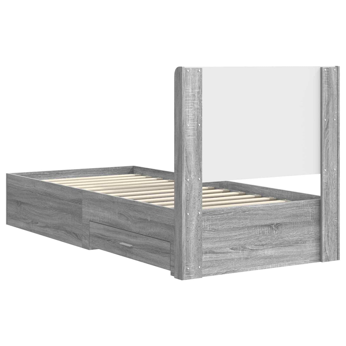 Bedframe met opbergruimte en hoofdbord Grijs Sonoma