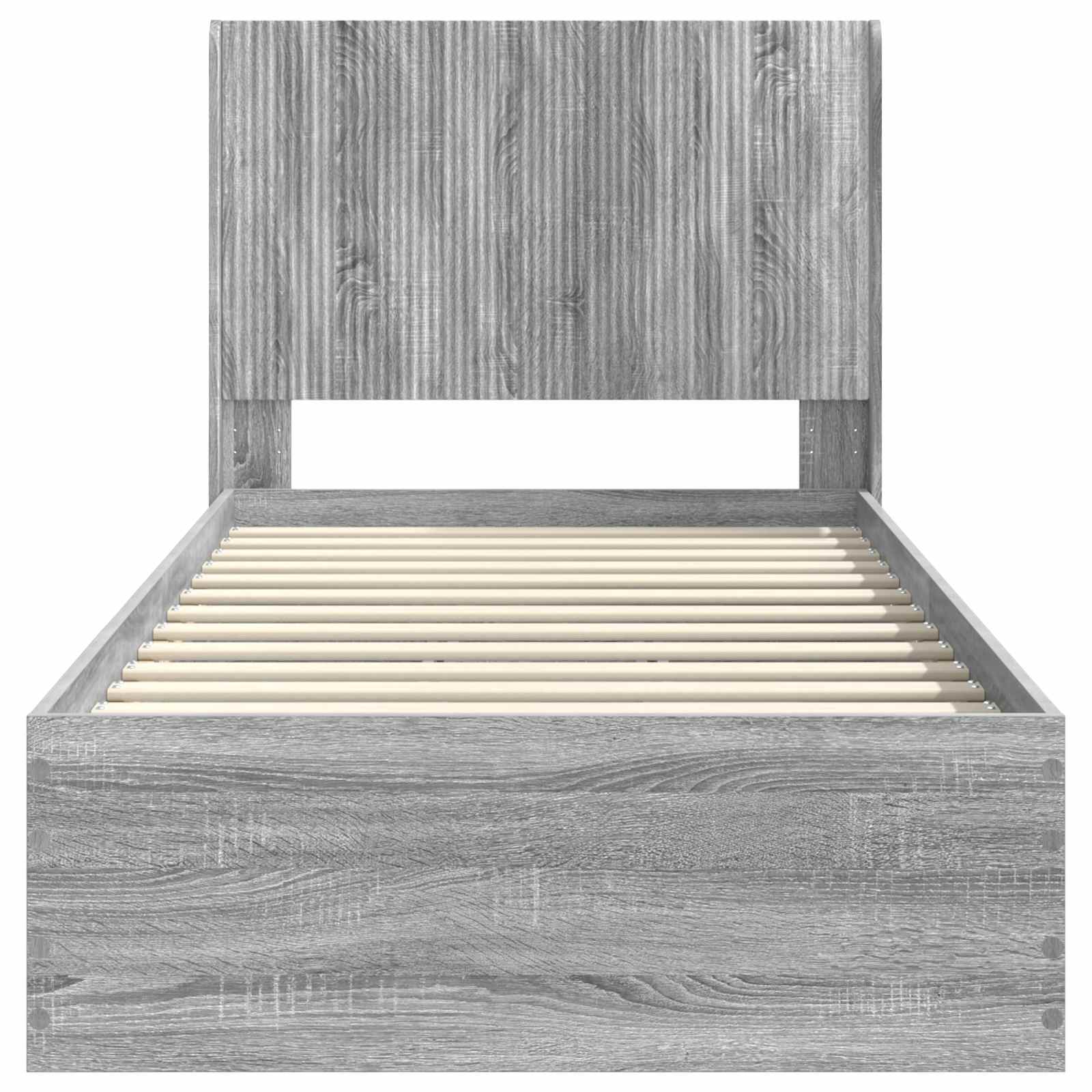 Bedframe met opbergruimte en hoofdbord Grijs Sonoma