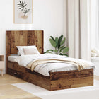 Bedframe met opbergruimte en hoofdbord Oud hout 90 x 190 cm