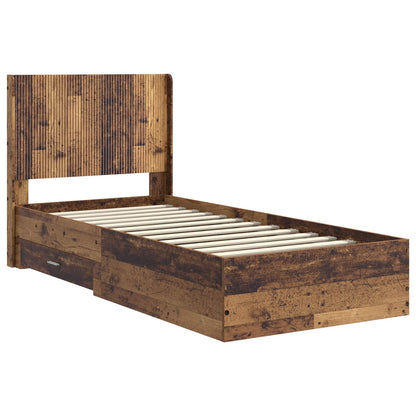 Bedframe met opbergruimte en hoofdbord Oud hout 90 x 190 cm