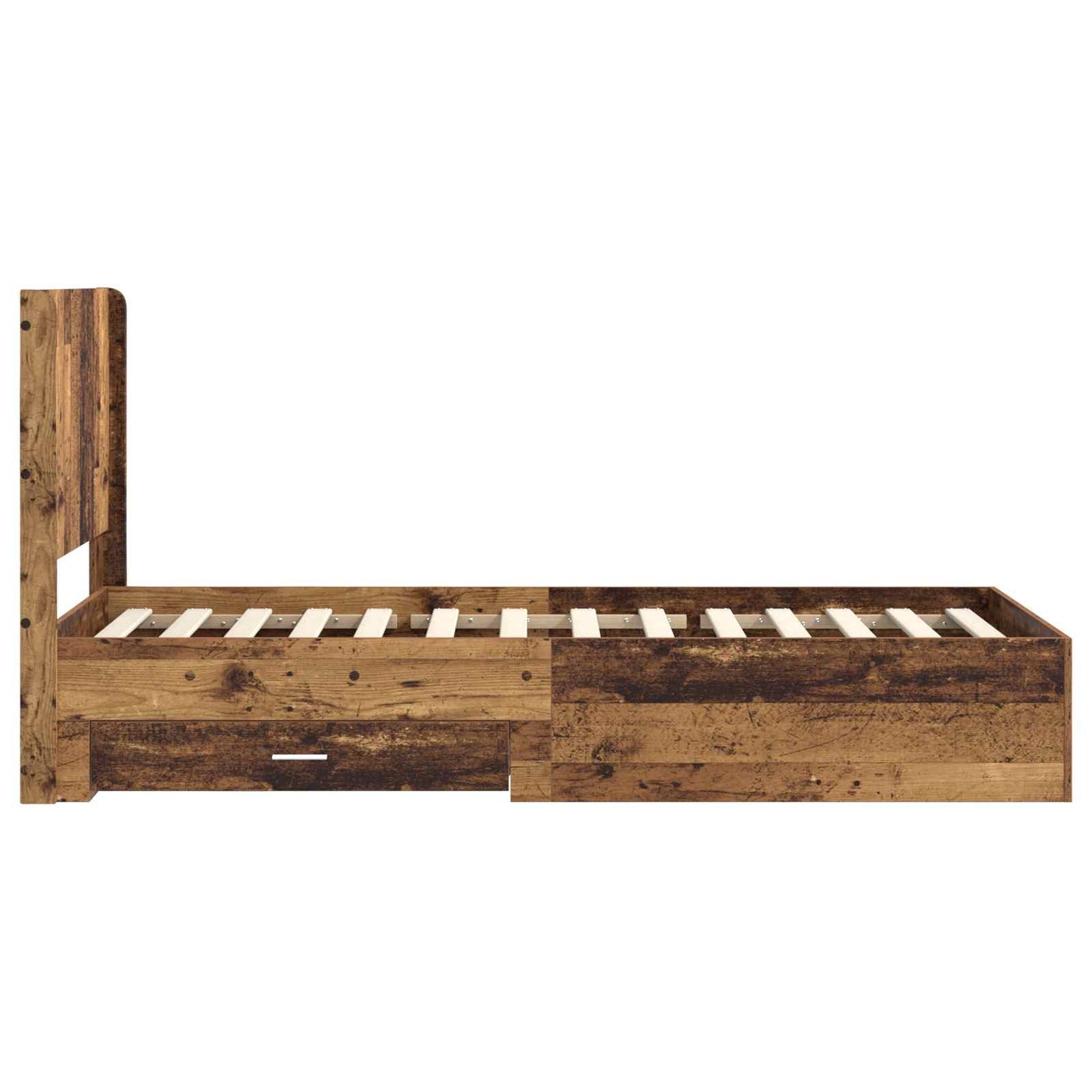 Bedframe met opbergruimte en hoofdbord Oud hout 90 x 190 cm