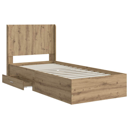 Bedframe met opbergruimte en hoofdbord Artisanaal eiken