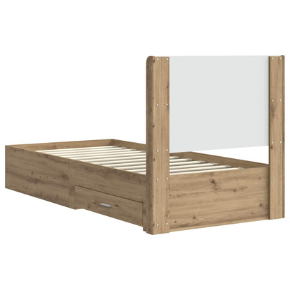 Bedframe met opbergruimte en hoofdbord Artisanaal eiken