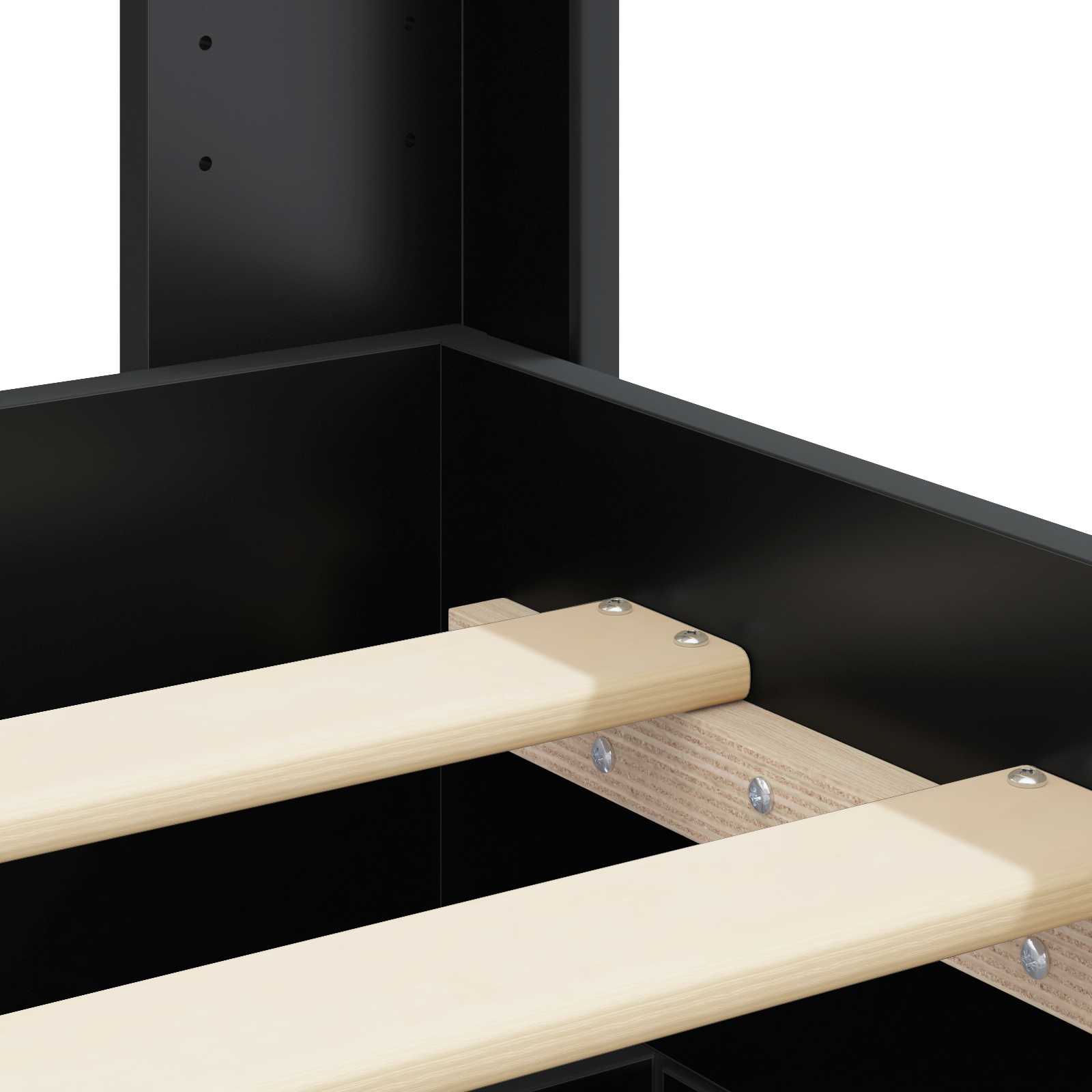 Bedframe met opbergruimte en hoofdbord Zwart 75 x 190 cm