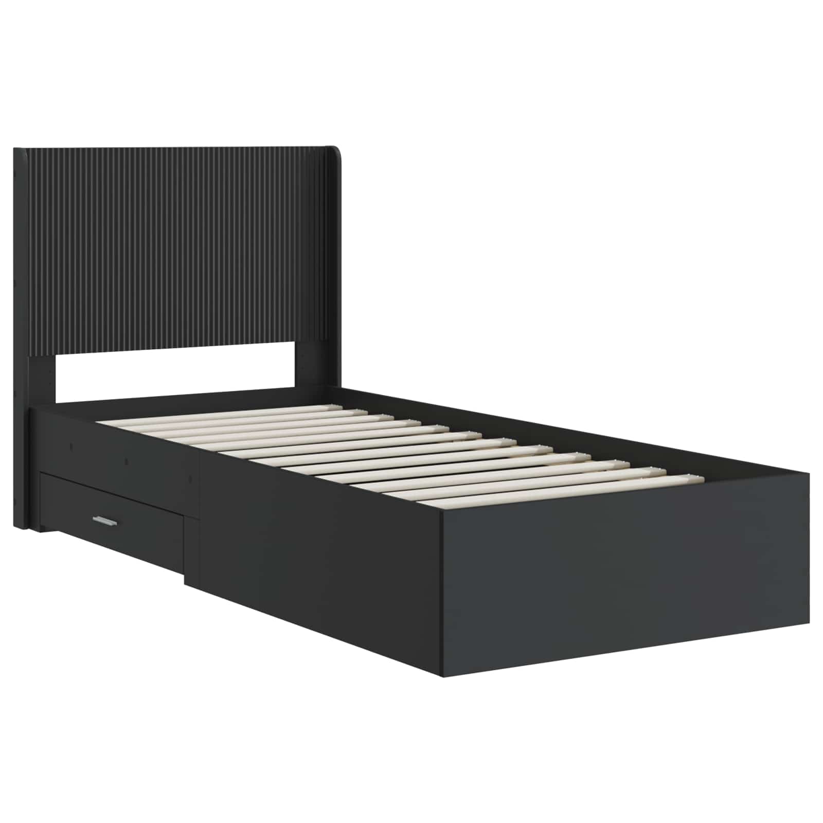 Bedframe met opbergruimte en hoofdbord Zwart 75 x 190 cm