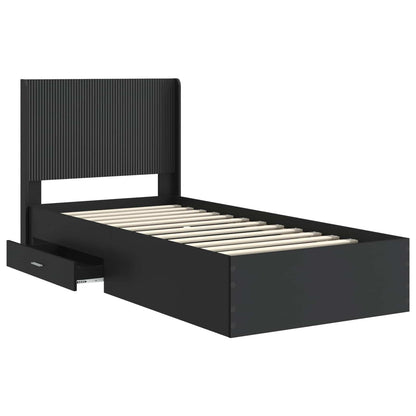 Bedframe met opbergruimte en hoofdbord Zwart 75 x 190 cm