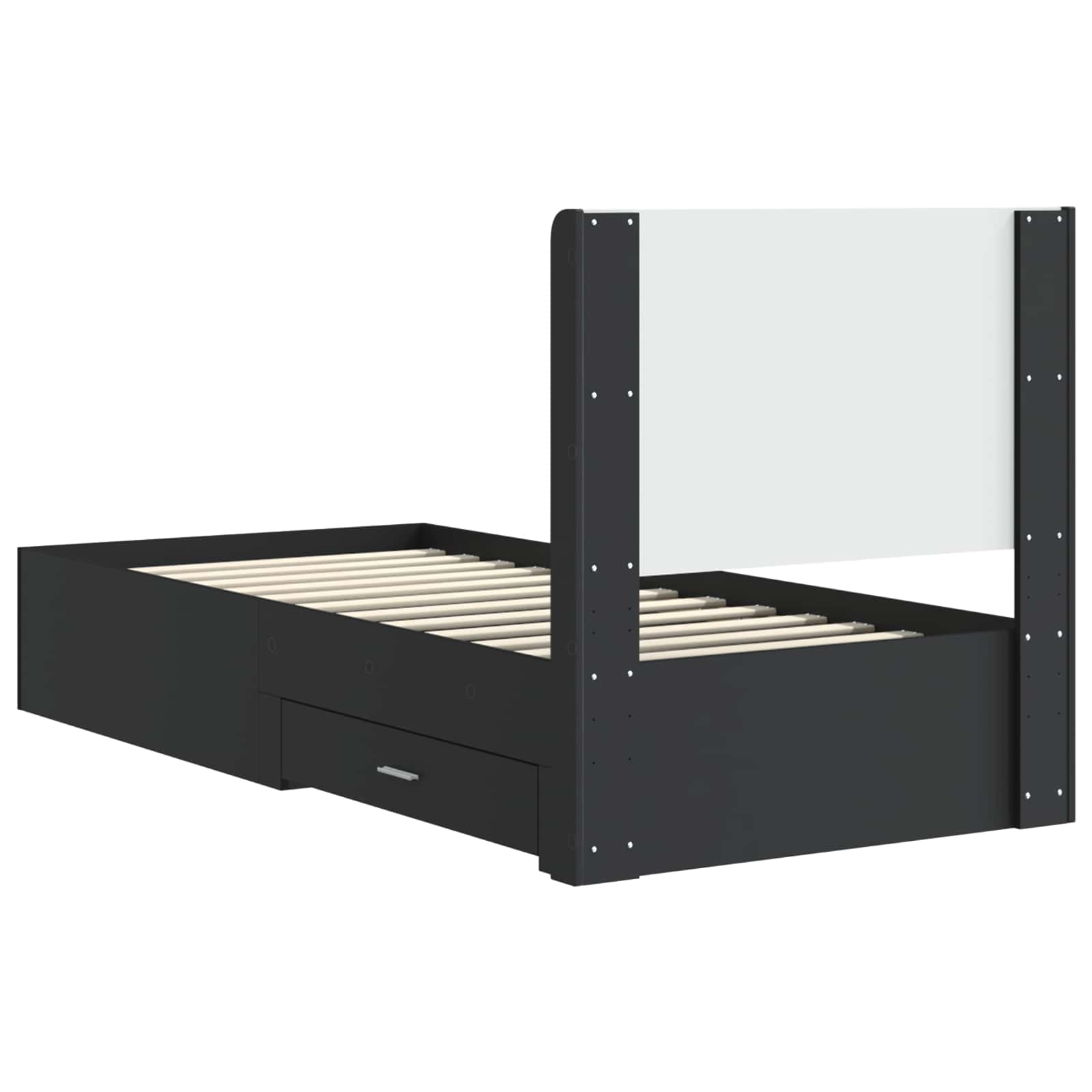 Bedframe met opbergruimte en hoofdbord Zwart 75 x 190 cm
