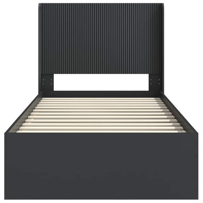 Bedframe met opbergruimte en hoofdbord Zwart 75 x 190 cm