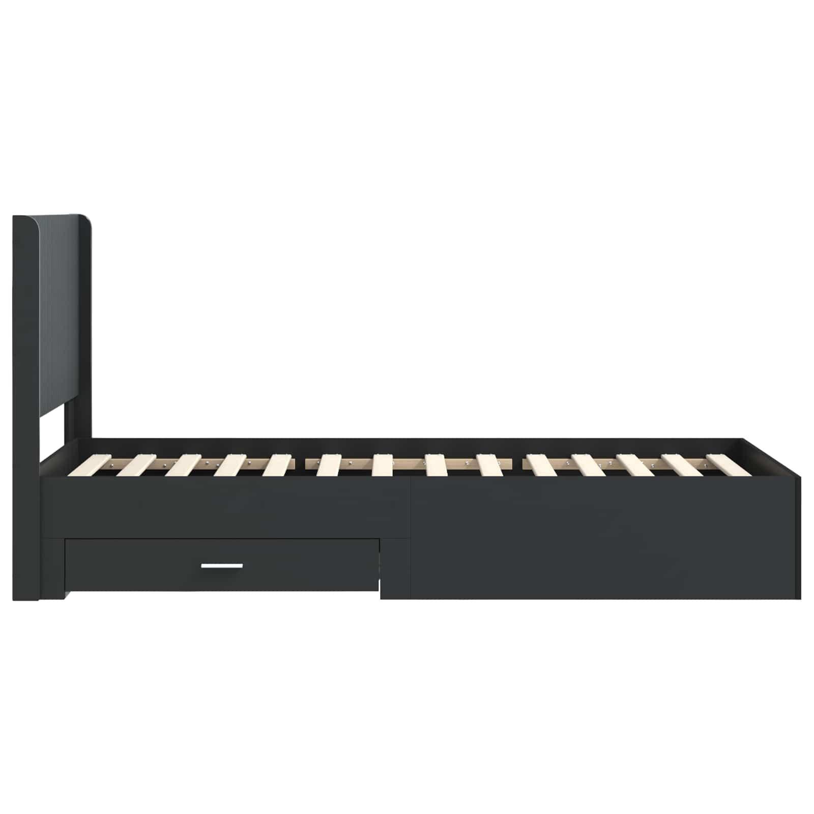 Bedframe met opbergruimte en hoofdbord Zwart 75 x 190 cm