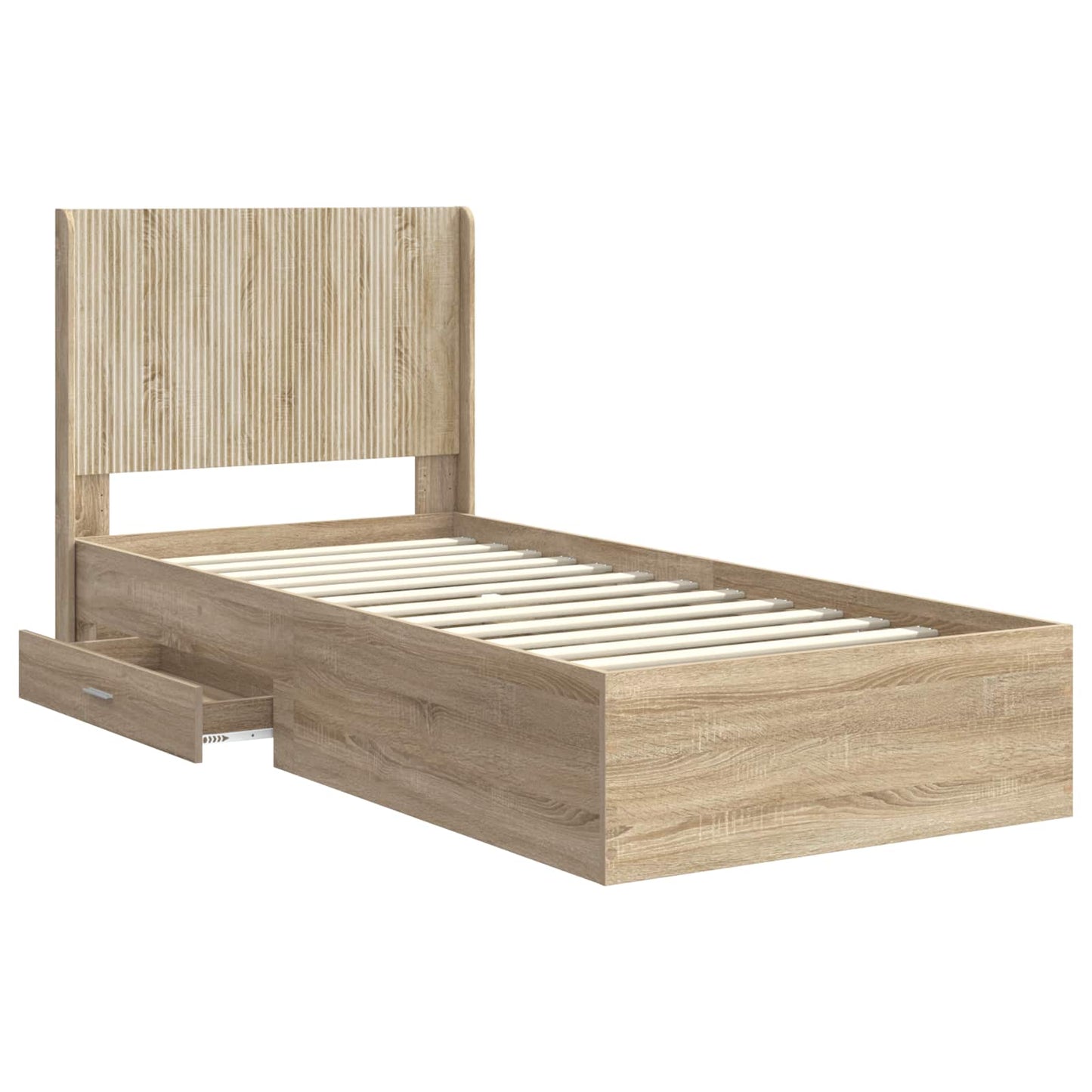 Bedframe met opbergruimte en hoofdbord Sonoma Eiken 75 x 190 cm