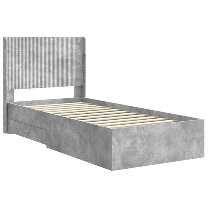 Bedframe met opbergruimte en hoofdbord Betongrijs 75 x 190 cm