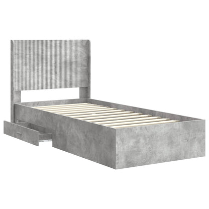 Bedframe met opbergruimte en hoofdbord Betongrijs 75 x 190 cm
