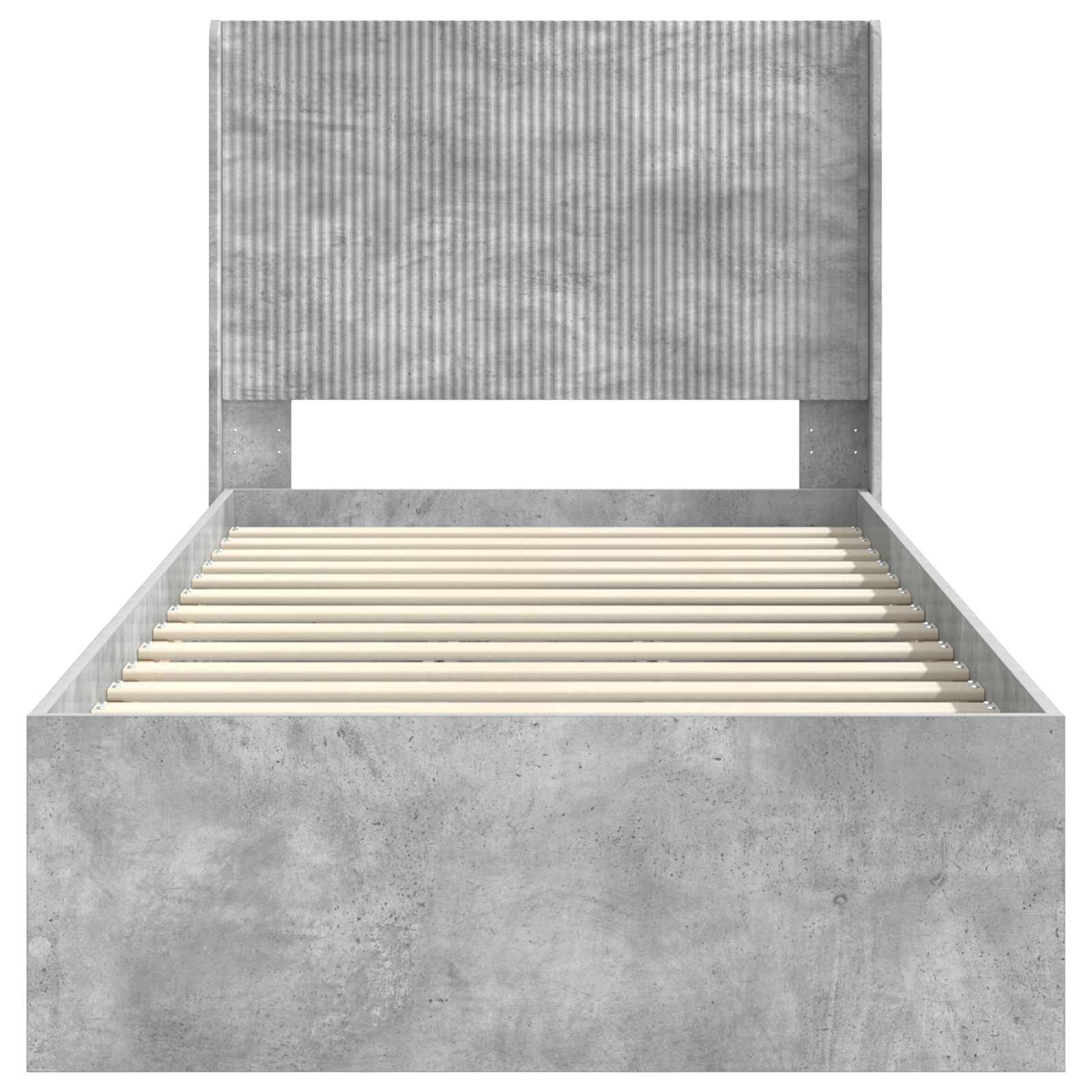 Bedframe met opbergruimte en hoofdbord Betongrijs 75 x 190 cm