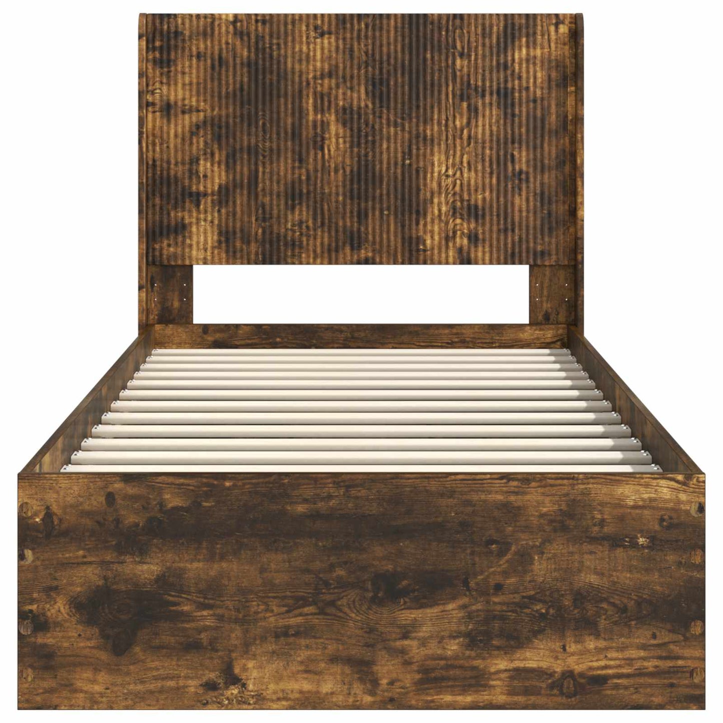 Bedframe met opbergruimte en hoofdbord Gerookt eiken
