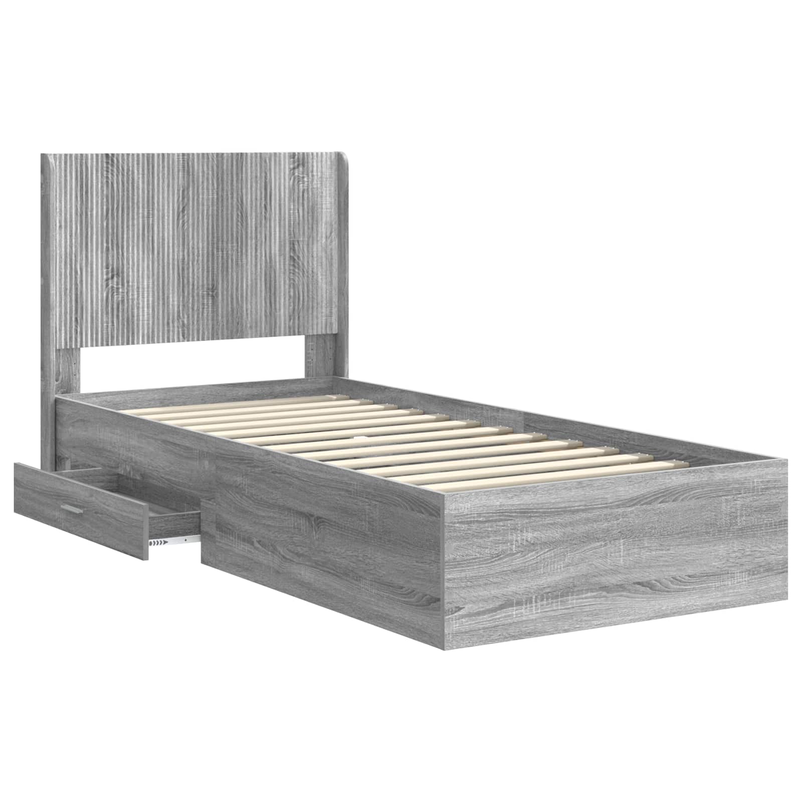 Bedframe met opbergruimte en hoofdbord Grijs Sonoma 75 x 190 cm