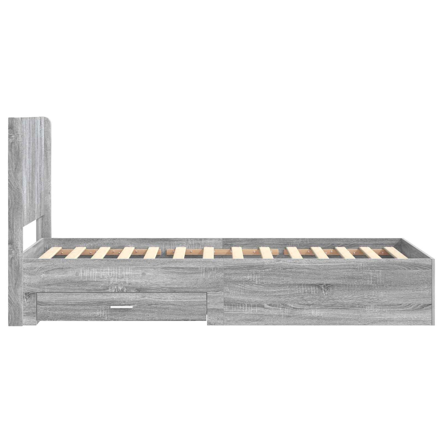 Bedframe met opbergruimte en hoofdbord Grijs Sonoma 75 x 190 cm