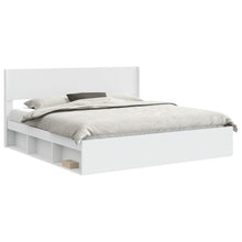 Bedframe met opbergruimte en hoofdbord Wit 200 x 200 cm
