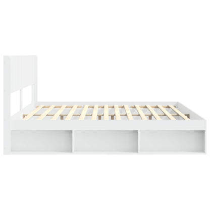 Bedframe met opbergruimte en hoofdbord Wit 200 x 200 cm