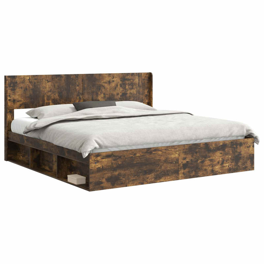Bedframe met opbergruimte en hoofdbord 3 pcs Bewerkt hout