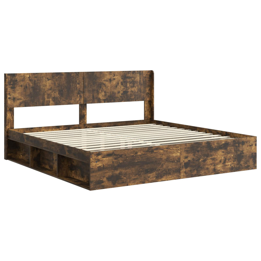 Bedframe met opbergruimte en hoofdbord 3 pcs Bewerkt hout