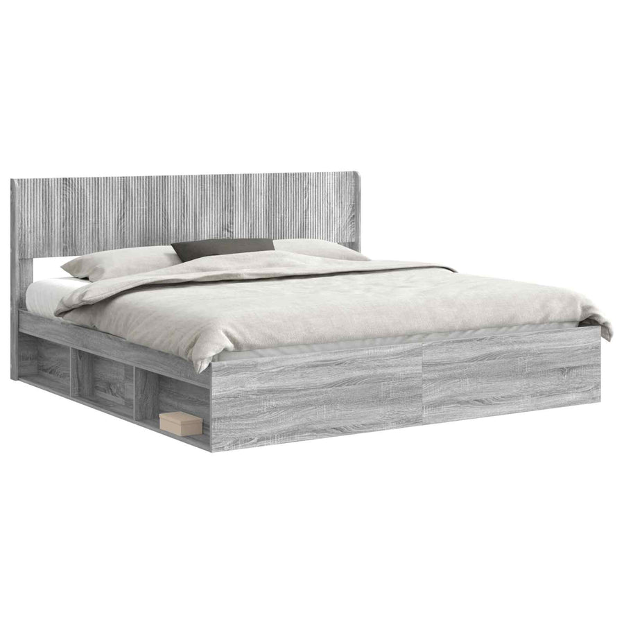 Bedframe met opbergruimte en hoofdbord 3 pcs Bewerkt hout