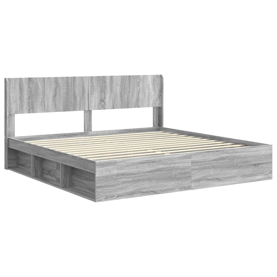 Bedframe met opbergruimte en hoofdbord 3 pcs Bewerkt hout