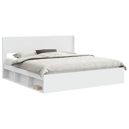 Bedframe met opbergruimte en hoofdbord Wit 180 x 200 cm