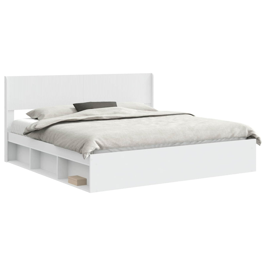 Bedframe met opbergruimte en hoofdbord Wit 180 x 200 cm