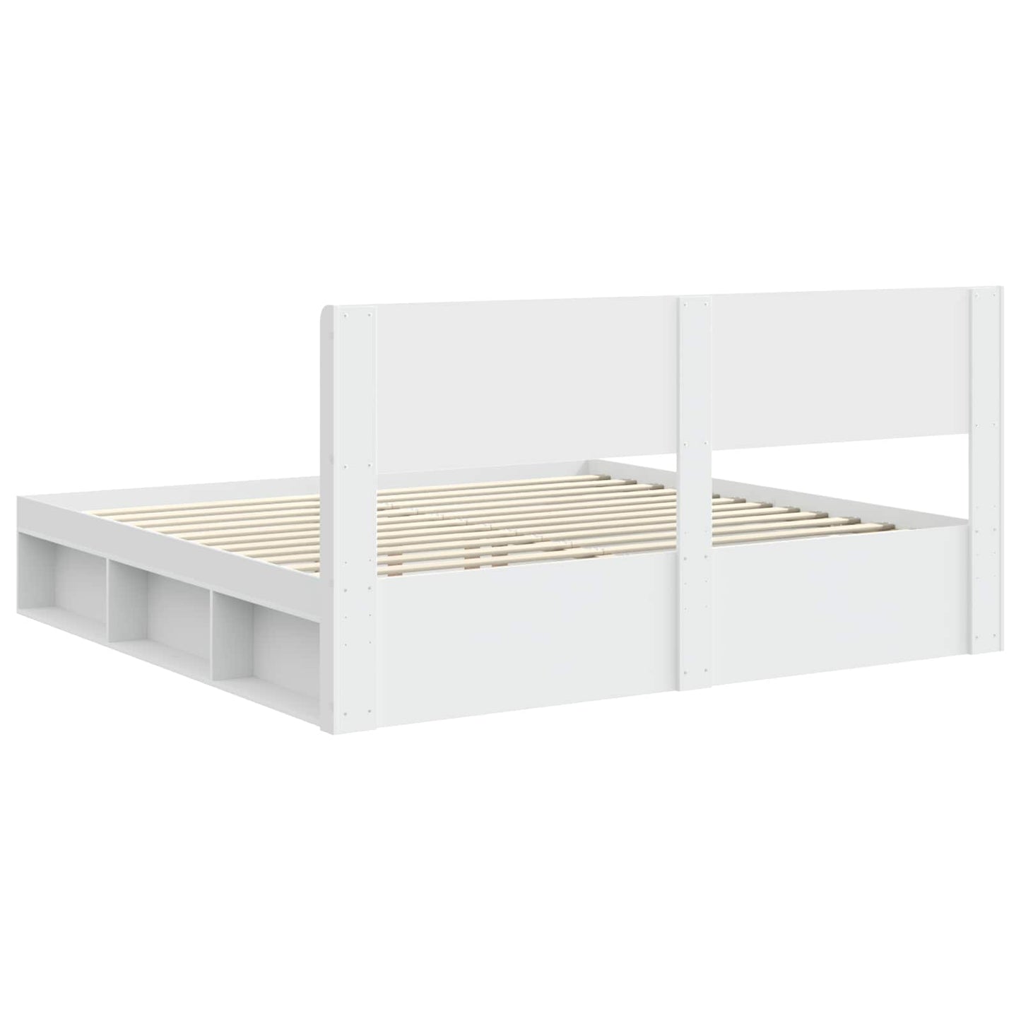 Bedframe met opbergruimte en hoofdbord Wit 180 x 200 cm