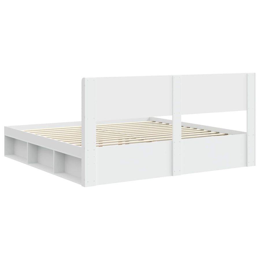Bedframe met opbergruimte en hoofdbord Wit 180 x 200 cm
