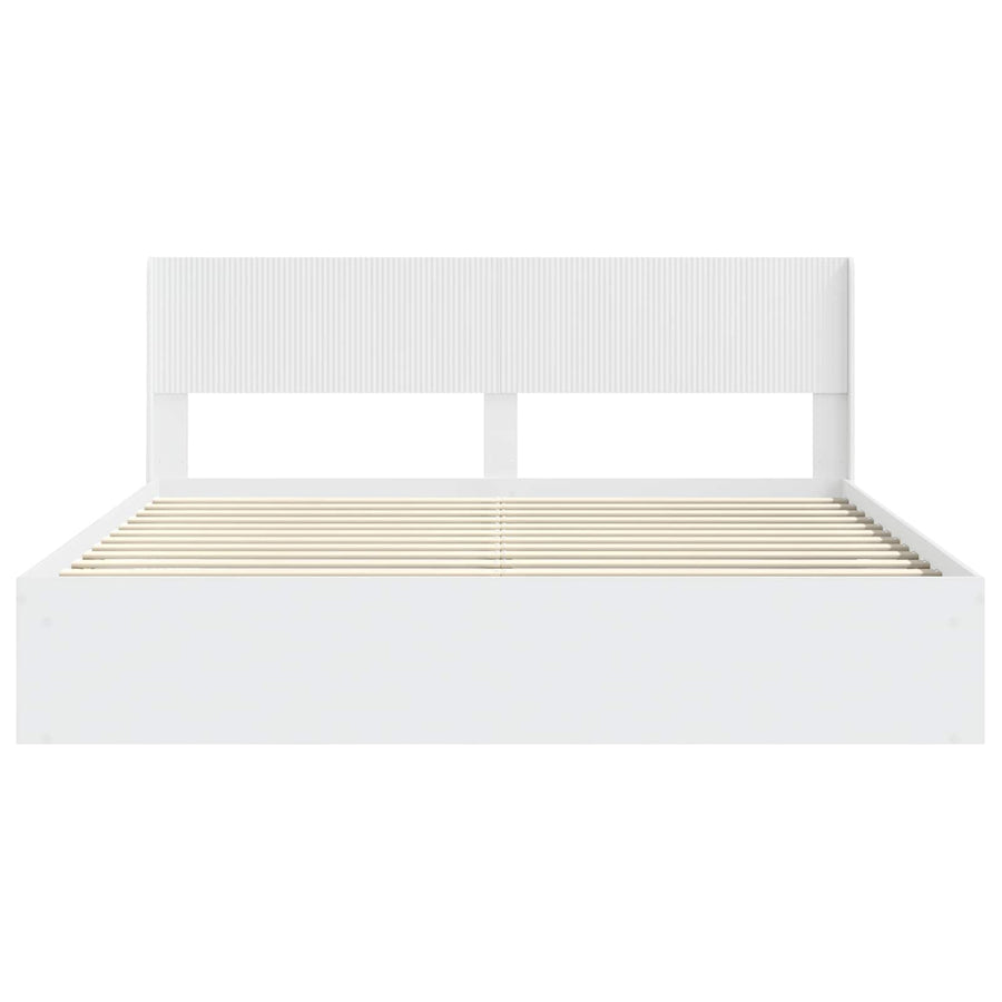 Bedframe met opbergruimte en hoofdbord Wit 180 x 200 cm