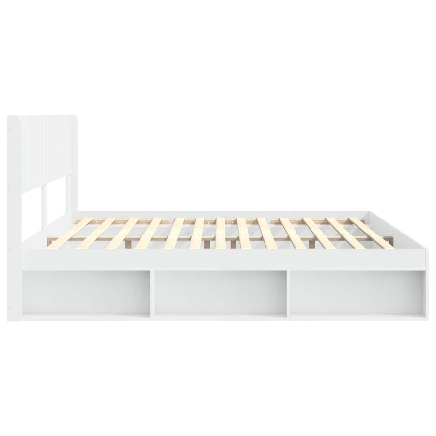 Bedframe met opbergruimte en hoofdbord Wit 180 x 200 cm