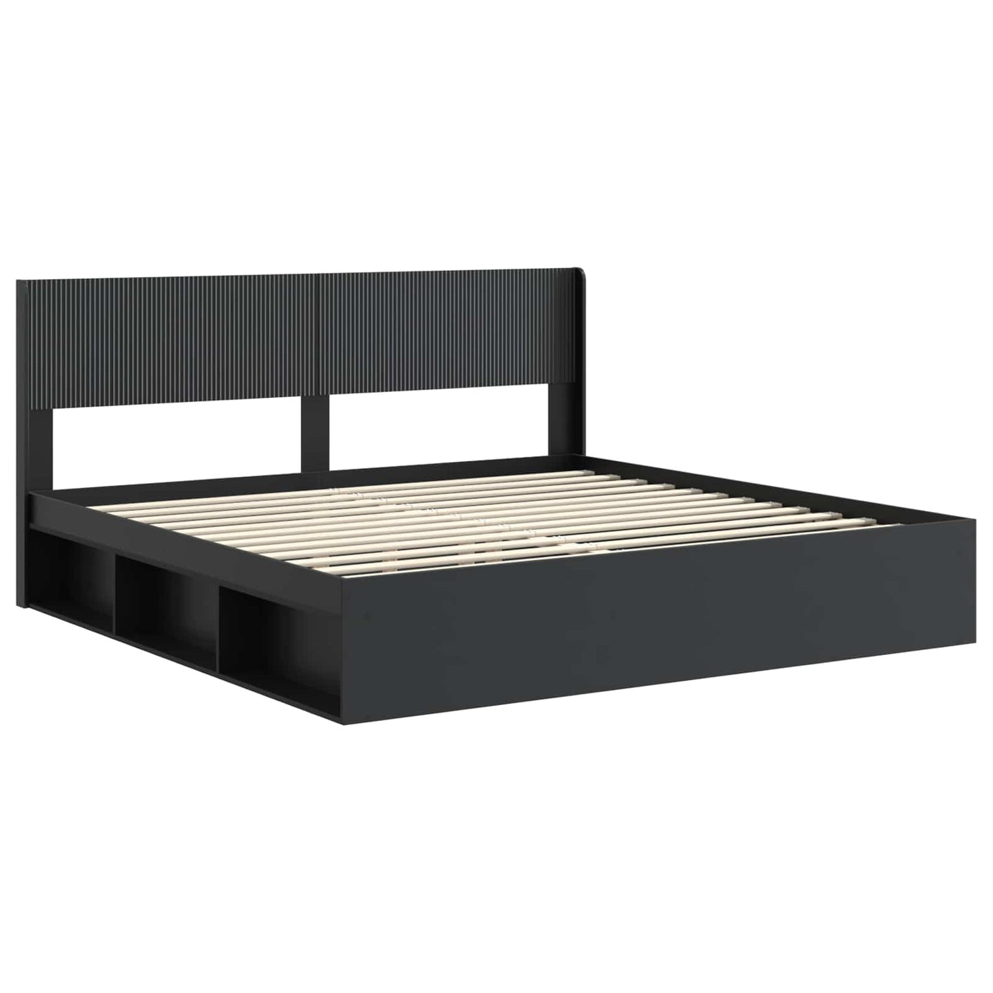 Bedframe met opbergruimte en hoofdbord Zwart 180 x 200 cm