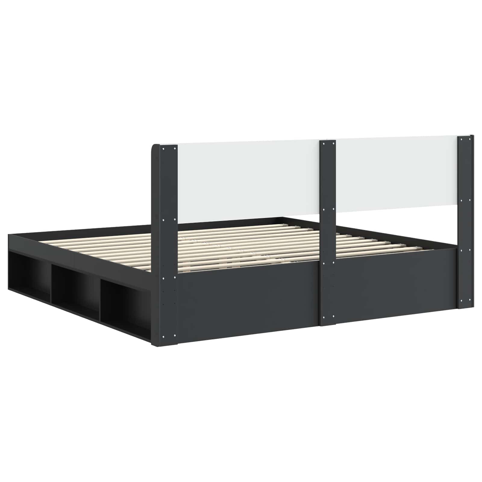 Bedframe met opbergruimte en hoofdbord Zwart 180 x 200 cm