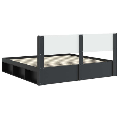 Bedframe met opbergruimte en hoofdbord Zwart 180 x 200 cm